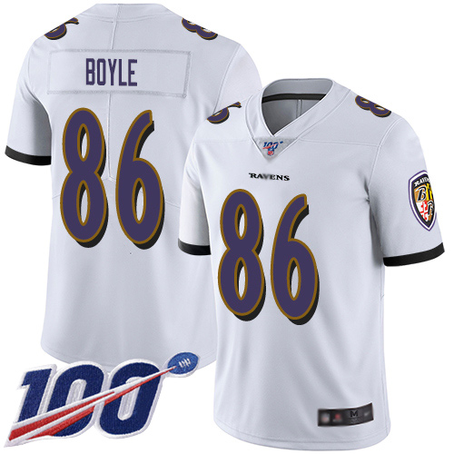 Baltimore Ravens Limited White Men Nick Boyle Road Jersey NFL Football #86 100th Season Vapor Untouchable->women nfl jersey->Women Jersey